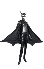 B-guy Costume | Black Spandex Lycra Zentai Suit with Cape