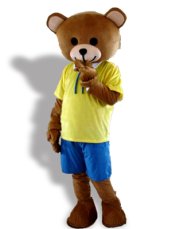Bear In Yellow Shirt Mascot Costume