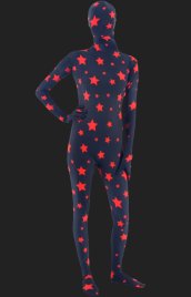Black and Red Star Pattern Full-body Unisex Spandex Lycra Zentai Suit