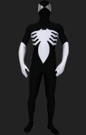 Black S-guy Costume | Silver White Spandex Lycra Bodysuit