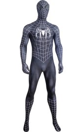 Black S-guy Printed Spandex Lycra Costume with Muscle Shadings and Mirror Lenses