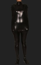 Black Shiny Metallic Mummy Bag with Split Legs