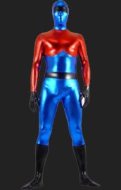 Blue and Red Shiny Metallic Full Body Suit / Zentai Suit
