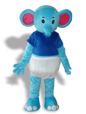 Blue And White Baby Elephant Mascot Costume
