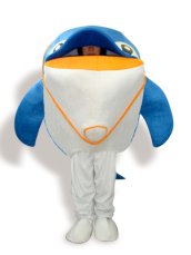 Blue,White And Orange Short-furry Dolphin Mascot Costume