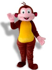 Brown And Yellow Short-furry Monkey Mascot Costume