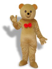 Brown Bear with Red Bow Tie Mascot Costume