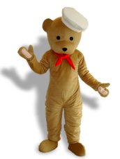 Brown Bear with White Cap Mascot Costume