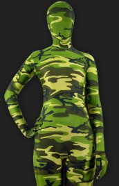 Camouflage Green Spandex Lycra Full-body Unisex Zentai Suit