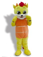 Cute Yellow And Orange Dragon Mascot Costume