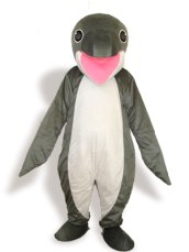 Dark Grey And Pink Short-furry Sea Animal Mascot Costume