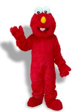 Dark Red Long-furry Monster Mascot Costume With Yellow Nose