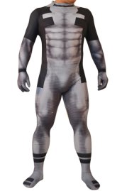 Deadpool Costume | Black and Grey Printed Spandex Lycra