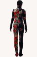 Flora Black and Red Thick Velvet Full Body Zentai Suit with Open Eyes