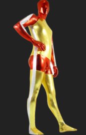 Gold and Red Shiny Metallic Full Body Suit/ Zentai Suit