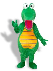 Green And Orange Open-mouth Dinosaur Mascot Costume
