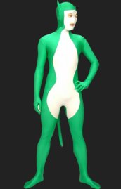 Green and White Spandex Lycra Unisex Catsuit