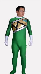 Green Power Ranger Costume | Spandex Lycra and Shiny Metallic Zentai Suit no Hood