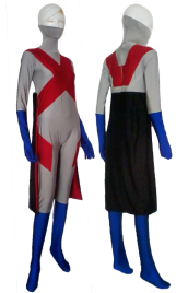 Grey and Red Spandex Lycra Super Hero Costume