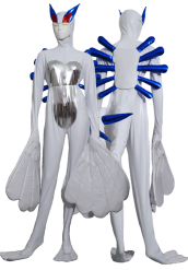 Lugia Costume | White and Blue Shiny Metallic EVA Bodysuit