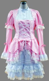 Nice Pink And White Two-Piece Tiered Layered Cosplay Lolita Dress