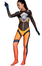Overwatch Tracer Printed Spandex Lycra Costume with 3D Muscle Shading