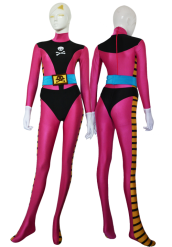 Pink and Black Skull Pattern Super Hero Costume