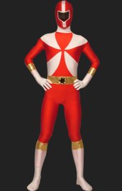 Power Ranger-Lightspeed Rescue Red and White Lycra Zentai Suit