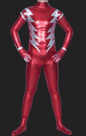 Power Rangers- Jungle Fury-Red and Silver Lycra Full Body Catsuit