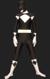 Power Rangers-Mighty Morphin-Black and White Lycra Full Body Zentai Suits