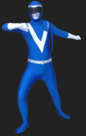 Power Rangers-RPM-Blue and Silver Lycra Full Body Zentai Suits