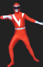 Power Rangers-RPM-Red and Silver Lycra Full Body Zentai Suits