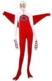 Red and White Spandex Lycra Zentai With Wings
