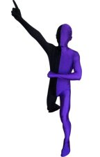 Split Zentai | Black and Purple Spandex Lycra Zentai Suit Split Zentai | Black and Purple Spandex Lycra Zentai Suit