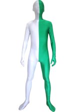 Split Zentai | Green and White Spandex Lycra Zentai Suit Split Zentai | Green and White Spandex Lycra Zentai Suit