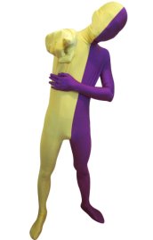 Split Zentai | Purple and Yellow Spandex Lycra Zentai Suit