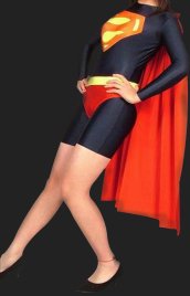 Super Women Lycra Spandex Zentai Suit with Cape ( No Hood and H