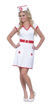 White and Red Sexy Nurse Adult Halloween Costume