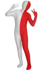 White and Red Split Kids Zentai Suit