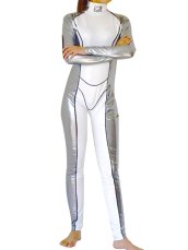 White and Silver Shiny Metallic Superhero Costume