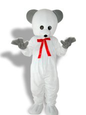 White Bear with Grey Ears Mascot Costume