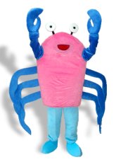 White ,Black ,Blue And Pink Short-furry Crab Mascot Costume