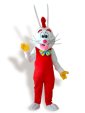 White Rabbit in Red Jumpsuit Mascot Costume