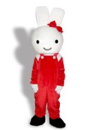 Adorable White and Red Bunny Mascot Costume