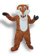 Angry Tiger Mascot Costume With White Long Moustache