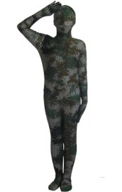 Army Green Camouflage Kids Zentai Suit