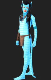 Avatar! Blue Avatar Full-body Spandex Lycra Male Avatar Costume (Open Eyes and Mouth)
