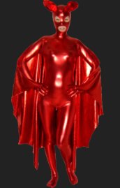 Bat Girl | Red Shiny Metallic Bodysuit with Wings