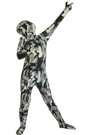 Black and Pale Purple Camouflage Kids Zentai Suit