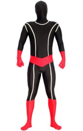 Black and Red Glow in Dark Spandex Lycra Zentai Suit